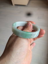 Load image into Gallery viewer, 52.8mm Certified type A 100% Natural sunny green/white square Jadeite Jade bangle BF63-4716