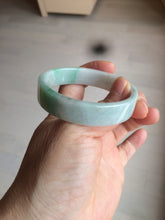 Load image into Gallery viewer, 52.8mm Certified type A 100% Natural sunny green/white square Jadeite Jade bangle BF63-4716