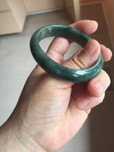 Load image into Gallery viewer, 47mm certified 100% natural Type A oily dark green gray black(老油青) oval jadeite jade bangle BS174-0051