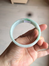 Load image into Gallery viewer, 52.8mm Certified type A 100% Natural sunny green/white square Jadeite Jade bangle BF63-4716