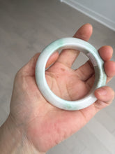 Load image into Gallery viewer, 54.5mm Certified 100% natural Type A sunny green/white chubby jadeite jade bangle BK96-0319