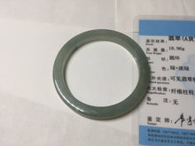Load image into Gallery viewer, 47mm certified 100% natural type A icy watery oily dark green/gray(老油青) square style jadeite bangle PD27-5818