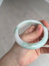 Load image into Gallery viewer, 54.5mm Certified 100% natural Type A sunny green/white chubby jadeite jade bangle BK96-0319