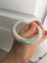 Load image into Gallery viewer, 54.5mm Certified 100% natural Type A sunny green/white chubby jadeite jade bangle BK96-0319