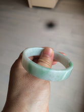 Load image into Gallery viewer, 52.8mm Certified type A 100% Natural sunny green/white square Jadeite Jade bangle BF63-4716
