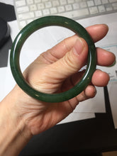 Load image into Gallery viewer, 59.5mm certified 100% Natural dark green/black nephrite (碧玉) bangle HN48-0136