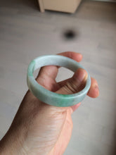 Load image into Gallery viewer, 52.8mm Certified type A 100% Natural sunny green/white square Jadeite Jade bangle BF63-4716