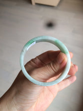 Load image into Gallery viewer, 52.8mm Certified type A 100% Natural sunny green/white square Jadeite Jade bangle BF63-4716