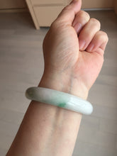 Load image into Gallery viewer, 54.5mm Certified 100% natural Type A sunny green/white chubby jadeite jade bangle BK96-0319