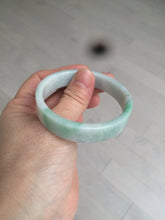 Load image into Gallery viewer, 52.8mm Certified type A 100% Natural sunny green/white square Jadeite Jade bangle BF63-4716