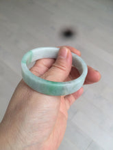 Load image into Gallery viewer, 52.8mm Certified type A 100% Natural sunny green/white square Jadeite Jade bangle BF63-4716