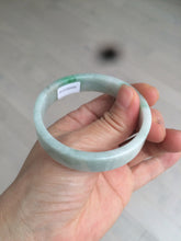 Load image into Gallery viewer, 52.8mm Certified type A 100% Natural sunny green/white square Jadeite Jade bangle BF63-4716