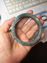 Load image into Gallery viewer, 58.5mm Certified Type A 100% Natural Dark Green Purple Gray Monet's Pond Square Jadeite Jade Bangle PF85-7521