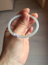 Load image into Gallery viewer, 51.5mm certified Type A 100% Natural light green purple white slim oval Jadeite Jade bangle BG221-8577