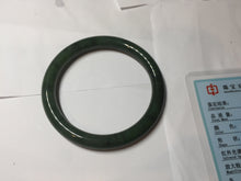Load image into Gallery viewer, 60.6mm certified 100% Natural dark green/black nephrite (碧玉) bangle HN49-1582
