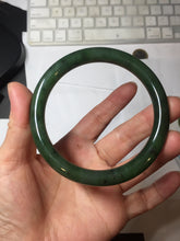 Load image into Gallery viewer, 60.6mm certified 100% Natural dark green/black nephrite (碧玉) bangle HN49-1582