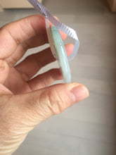 Load image into Gallery viewer, 50.2mm 100% Natural oily light green/purple/gray jadeite Jade Safety Guardian Button(donut) Pendant/worry stone F144