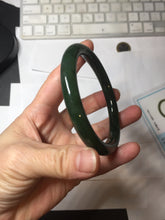 Load image into Gallery viewer, 60.6mm certified 100% Natural dark green/black nephrite (碧玉) bangle HN49-1582