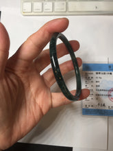 Load image into Gallery viewer, 61mm Certified Type A 100% Natural dark green/blue/gray Guatemala slim round cut Jadeite bangle PD176-2495