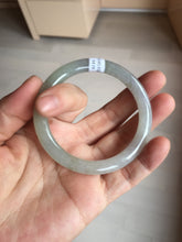 Load image into Gallery viewer, 58.5mm Certified Type A 100% Natural Dark Green Purple Gray Monet's Pond Square Jadeite Jade Bangle PF85-7521