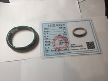 Load image into Gallery viewer, 47mm certified 100% natural Type A oily dark green gray black(老油青) oval jadeite jade bangle BS174-0051