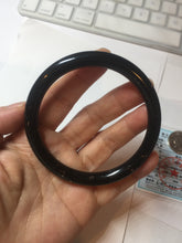 Load image into Gallery viewer, 61.4mm certified 100% Natural dark green/black meteorite Stellar Night sky slim round cut nephrite bangle HF114-1255