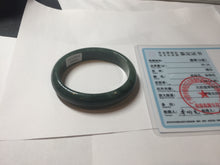 Load image into Gallery viewer, 47mm certified 100% natural Type A oily dark green gray black(老油青) oval jadeite jade bangle BS174-0051