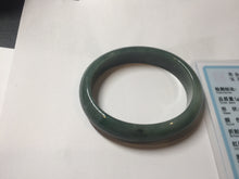 Load image into Gallery viewer, 47mm certified 100% natural Type A oily dark green gray black(老油青) oval jadeite jade bangle BS174-0051