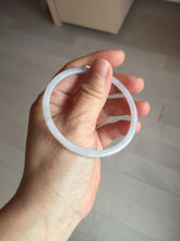 Load image into Gallery viewer, 57mm Certified Type A 100% Natural icy watery white/light purple flat slim Jadeite Jade bangle BG220-8570