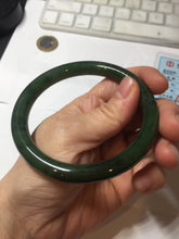 Load image into Gallery viewer, 60.6mm certified 100% Natural dark green/black nephrite (碧玉) bangle HN49-1582