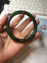 Load image into Gallery viewer, 60.6mm certified 100% Natural dark green/black nephrite (碧玉) bangle HN49-1582