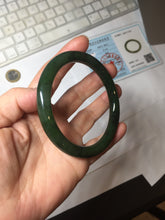 Load image into Gallery viewer, 60.6mm certified 100% Natural dark green/black nephrite (碧玉) bangle HN49-1582