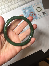 Load image into Gallery viewer, 60.6mm certified 100% Natural dark green/black nephrite (碧玉) bangle HN49-1582