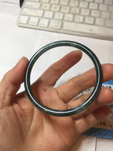 Load image into Gallery viewer, 59.5mm Certified Type A 100% Natural dark green/blue/gray Guatemala slim round cut Jadeite bangle PD177-2483