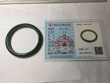 Load image into Gallery viewer, 59.3mm certified 100% Natural dark green/black nephrite (碧玉) bangle HN50-0137