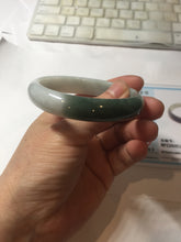 Load image into Gallery viewer, 51mm certified 100% natural Type A sunny green oily dark green gray black(老油青) half mountain half water (半山半水) oval jadeite jade bangle BS175-0060