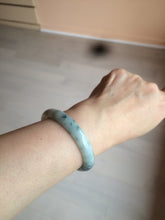 Load image into Gallery viewer, 50mm Certified Type A 100% Natural green/white with flying flowers oval Jadeite Jade bangle AH75-1630