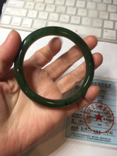 Load image into Gallery viewer, 59.3mm certified 100% Natural dark green/black nephrite (碧玉) bangle HN50-0137