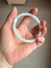Load image into Gallery viewer, 56.8mm certified Type A 100% Natural light green/white/purple slim round cut Jadeite Jade bangle E135-3951