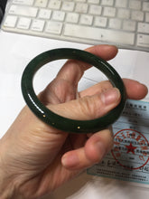 Load image into Gallery viewer, 59.3mm certified 100% Natural dark green/black nephrite (碧玉) bangle HN50-0137