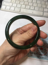 Load image into Gallery viewer, 59.3mm certified 100% Natural dark green/black nephrite (碧玉) bangle HN50-0137