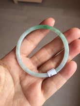 Load image into Gallery viewer, 54mm Certified Type A 100% Natural light green/white round cut Jadeite bangle PA233-9880
