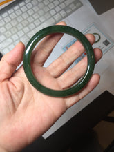 Load image into Gallery viewer, 59.3mm certified 100% Natural dark green/black nephrite (碧玉) bangle HN50-0137