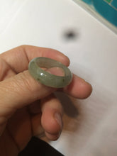 Load image into Gallery viewer, 22mm size12 3/4 100% natural type A icy watery light green/gray jadeite jade band ring AZ96