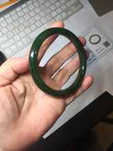 Load image into Gallery viewer, 59.3mm certified 100% Natural dark green/black nephrite (碧玉) bangle HN50-0137