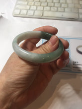 Load image into Gallery viewer, 51mm certified 100% natural Type A sunny green oily dark green gray black(老油青) half mountain half water (半山半水) oval jadeite jade bangle BS175-0060