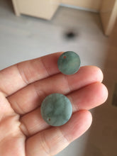 Load image into Gallery viewer, 100% natural icy watery dark green/gray jadeite jade safe and sound couple pendant pair BG4