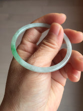Load image into Gallery viewer, 50.5mm certified 100% natural Type A sunny green/white thin flat jadeite jade bangle BG219-8578