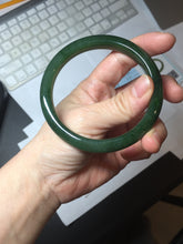 Load image into Gallery viewer, 59.3mm certified 100% Natural dark green/black nephrite (碧玉) bangle HN50-0137