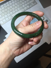 Load image into Gallery viewer, 59.3mm certified 100% Natural dark green/black nephrite (碧玉) bangle HN50-0137